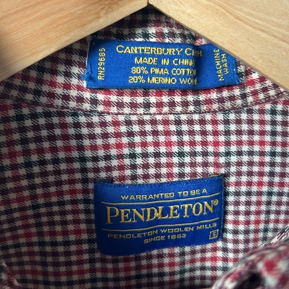 Pendleton Canterbury Cloth Flannel Shirt Pima Cotton Merino Wool Size Small - Picture 6 of 9